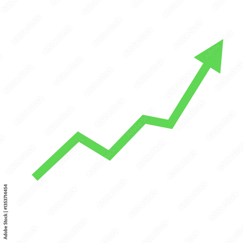 Growing green arrow up. Growth chart sign. Arrow indication statistic. Trade infographic. Vector illustration. Growing green arrow up. Growth chart sign. Arrow indication statistic. Trade infographic. Vector illustration.