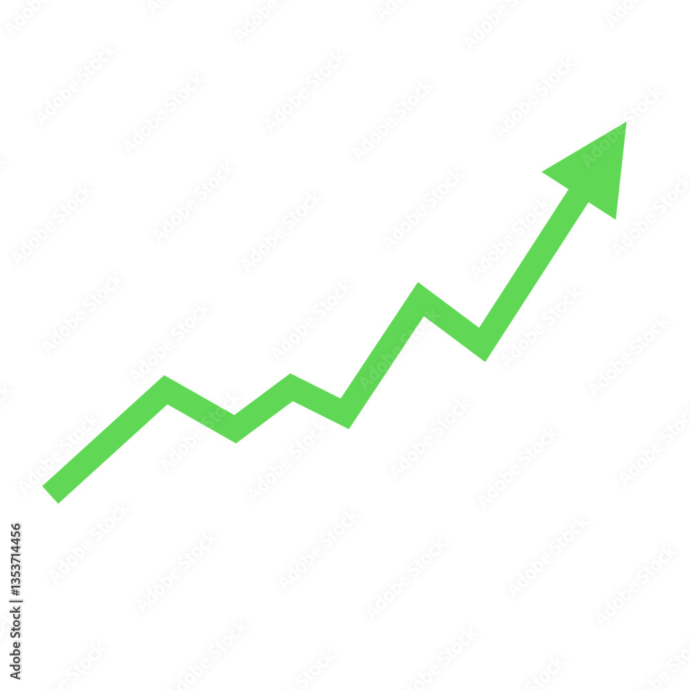 Growing green arrow up. Growth chart sign. Arrow indication statistic. Trade infographic. Vector illustration. Growing green arrow up. Growth chart sign. Arrow indication statistic. Trade infographic. Vector illustration.