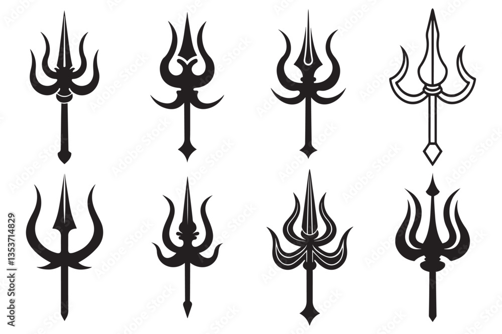 set of shiva trishul vector set of shiva trishul vector