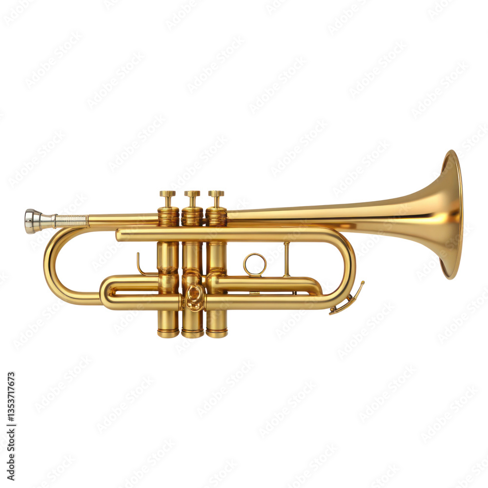 Obraz premium shiny brass trumpet is displayed elegantly showcasing its intricate design and craftsmanship. This instrument is perfect