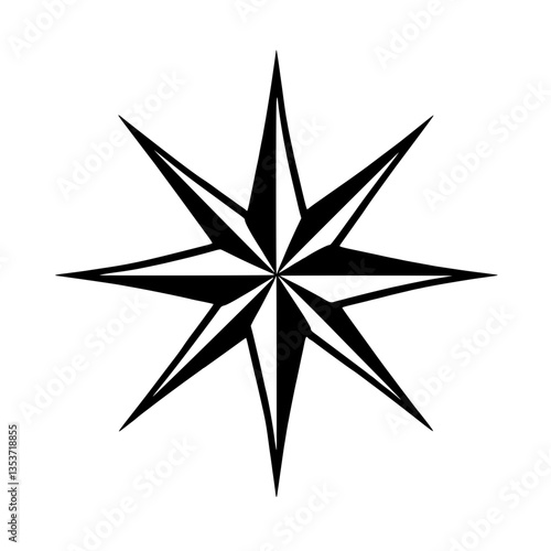 Eight-pointed star icon Navigation celestial or decorative design with alternating solid and outlined points Star symbol on a clean