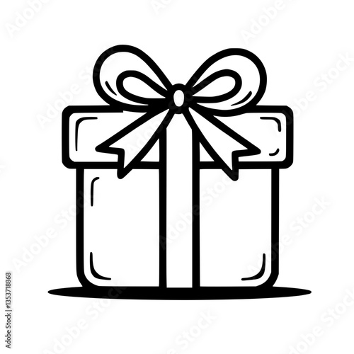 Stylized Gift Box Illustration: A graphic image of a gift box tied with a decorative bow perfect for celebrations and conveying thoughtfulness