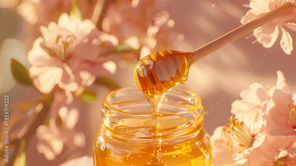 honey dripping from a wooden spoon honey dripping from a wooden spoon