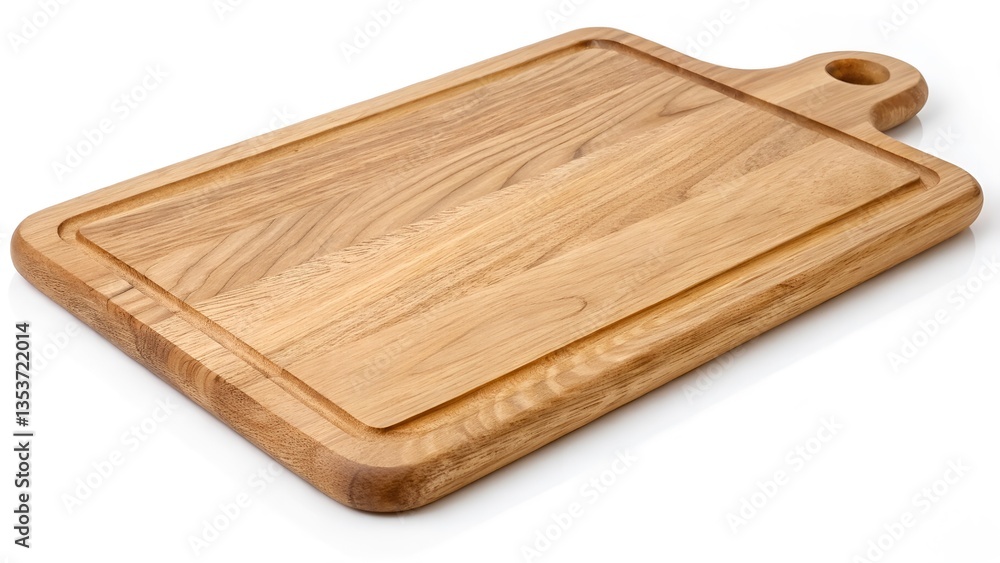 Wooden Cutting Board with a Natural Grain Texture, Isolated on a White Background, ideal for food preparation and presentation, Professional Home Cooking Accessory Photograp Wooden Cutting Board with a Natural Grain Texture, Isolated on a White Background, ideal for food preparation and presentation, Professional Home Cooking Accessory Photograp