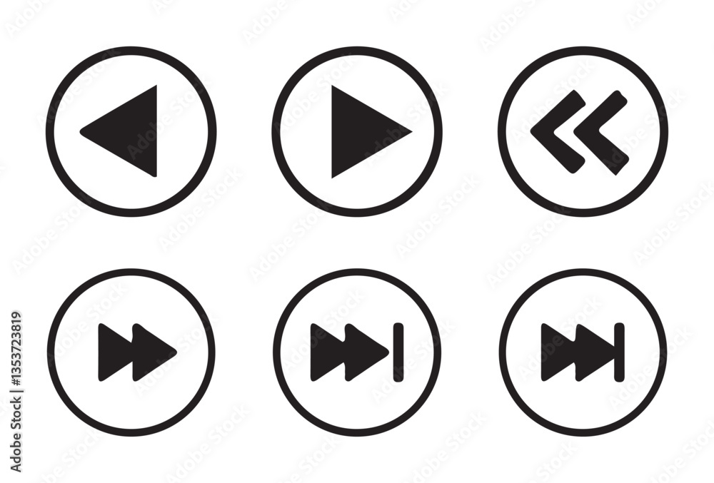 Media player icons. Play and pause buttons icon set, ideal for media players. Vector illustration Eps 10