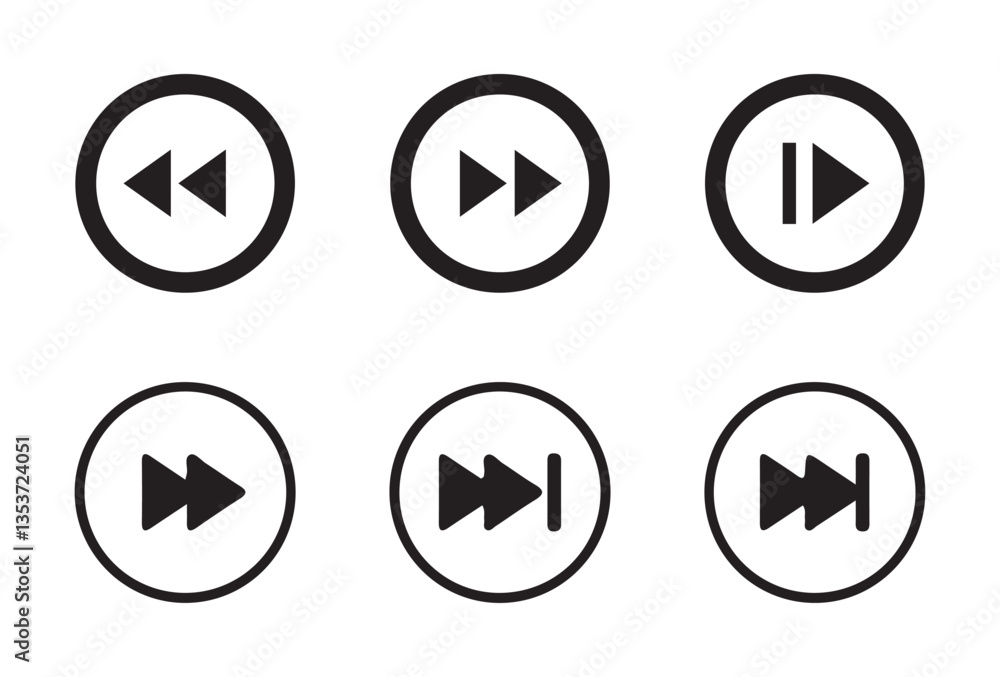 Media player icons. Play and pause buttons icon set, ideal for media players. Vector illustration Eps 10 Media player icons. Play and pause buttons icon set, ideal for media players. Vector illustration Eps 10