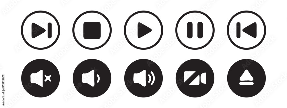 Play button vector icon. Media player icon transparent background. Play and pause buttons sign and symbol. Vector Illustration eps 10 Play button vector icon. Media player icon transparent background. Play and pause buttons sign and symbol. Vector Illustration eps 10
