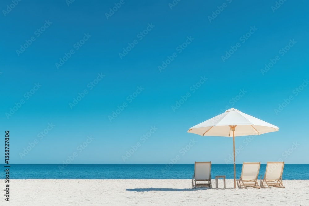 Fototapeta premium Beach chairs under sunny sky