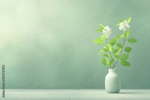 Wallpaper Mural Spring Blossoms for Vase, Green Background. Torontodigital.ca