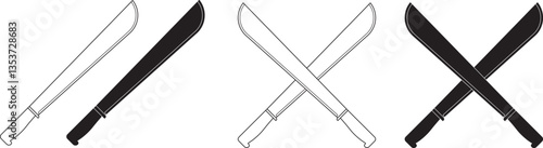 crossed machete icon set