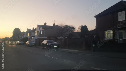 British Road and Traffic at Luton City of England UK. Dash Cam Footage Was Captured from Front Screen of Car during Travel on February 26th, 2025