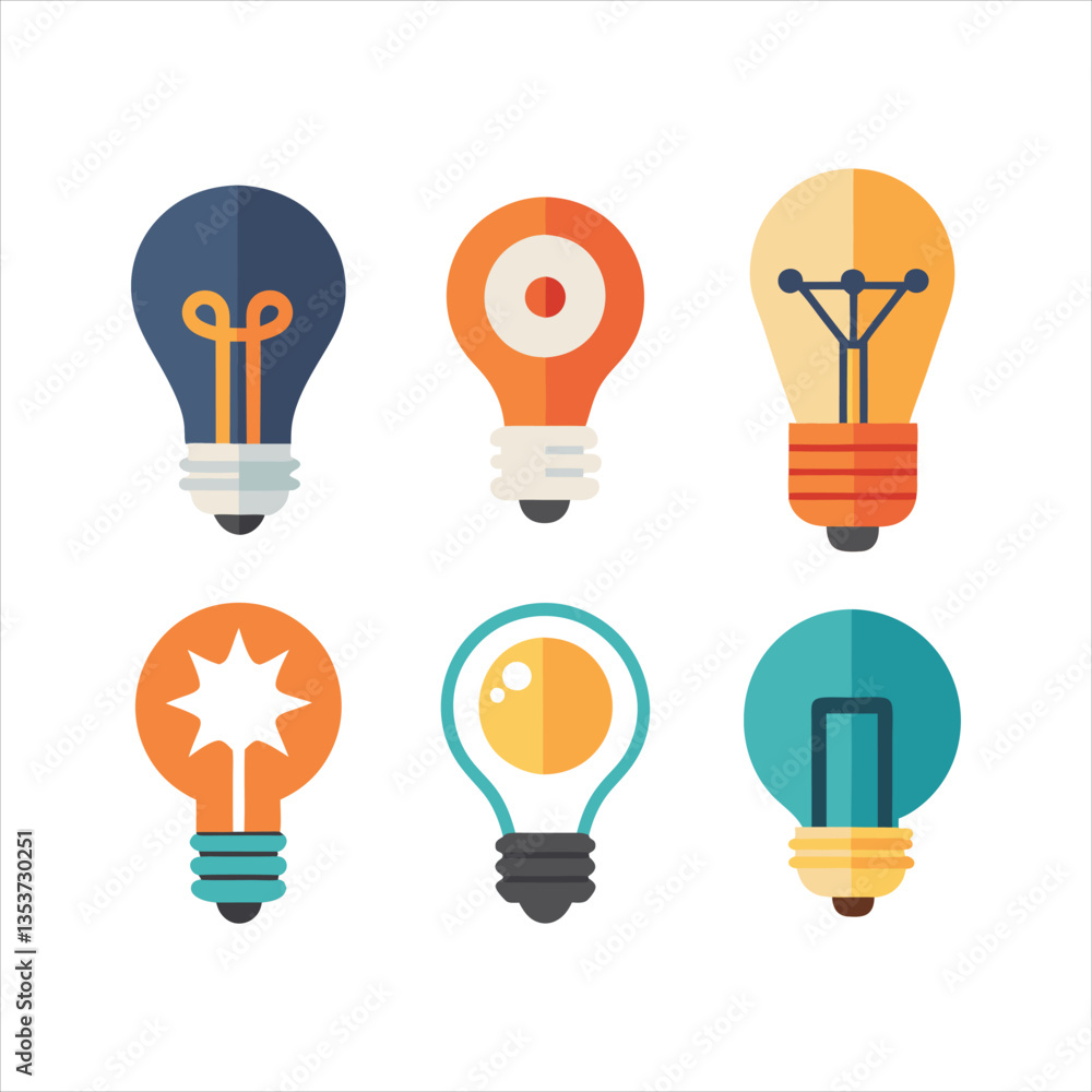 Set of light bulb symbolizing ideas, innovation, and creativity. Ai generated. Set of light bulb symbolizing ideas, innovation, and creativity. Ai generated.