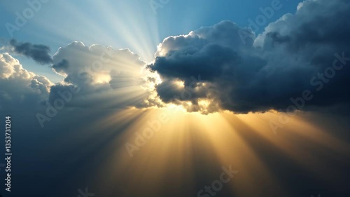 Sky Drama- Sunlight Breaking Through the Clouds