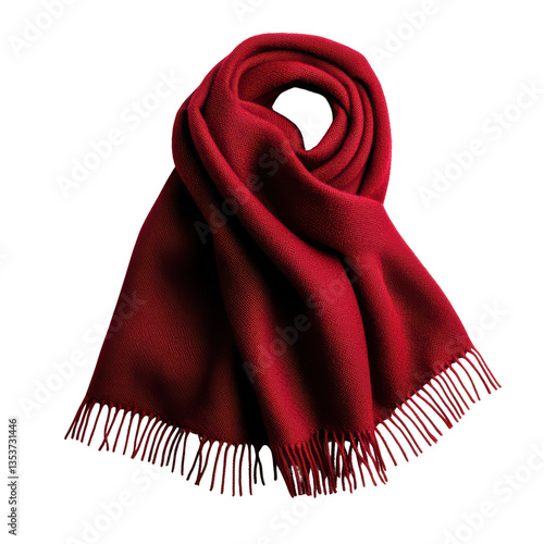 Elegant red scarf with fringed edges