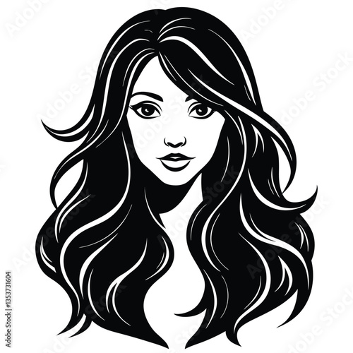 Silhouette of a woman with long flowing hair