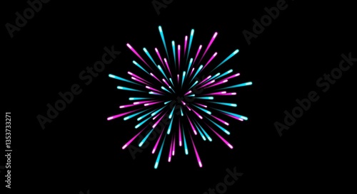 Abstract Burst Pink Blue Neon Fireworks Celebration Design