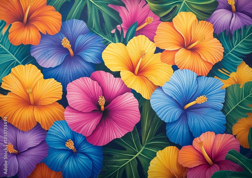 custom made wallpaper toronto digitalColorful floral pattern with blooming flowers and leaves