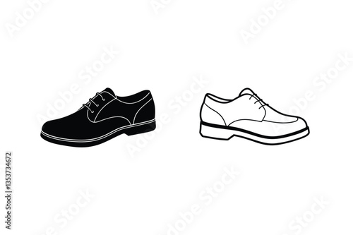 Men's Formal Shoes Icons Solid, Outline, Black, White, Footwear