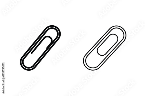Paperclip Icon Set Outline, Filled, Office Supply, Stationery