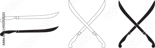 crossed Sorocaban knife icon set
