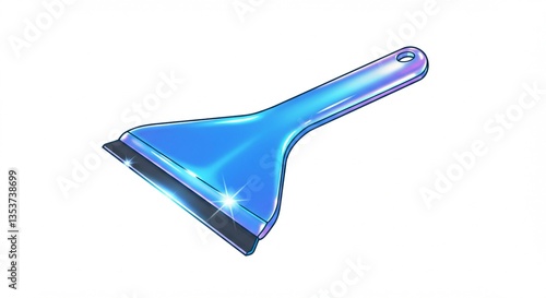 Shiny Blue Squeegee Cleaning Tool Illustration