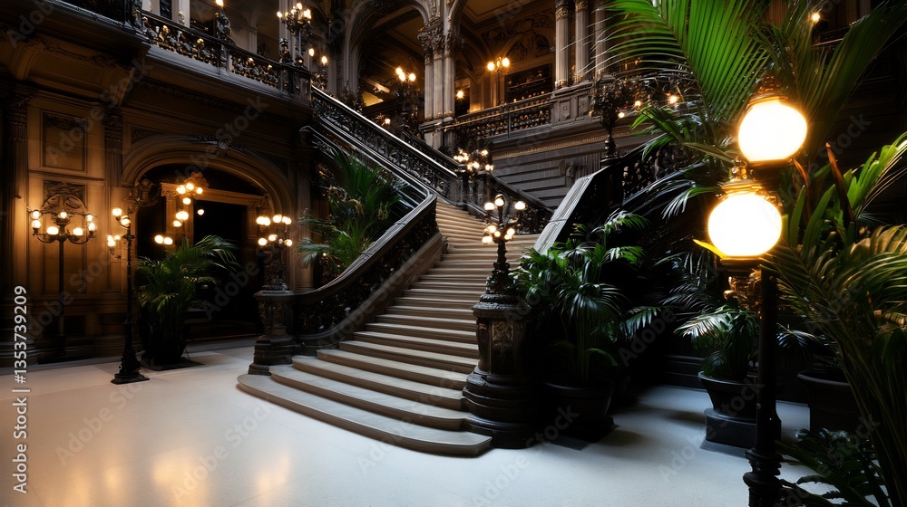 Naklejka premium Grand Staircase in a Luxurious Mansion