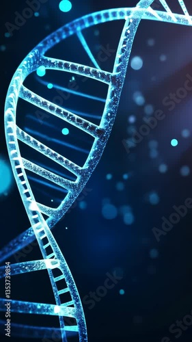 Wallpaper Mural Complex structure of a DNA double helix illuminated with blue particles in a dark background Torontodigital.ca