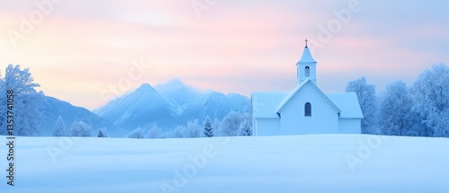 Wallpaper Mural Winter church landscape Torontodigital.ca