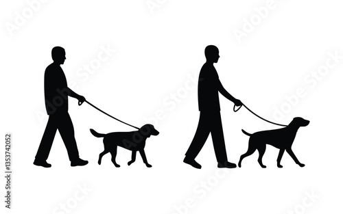 silhouette of a man and his dog