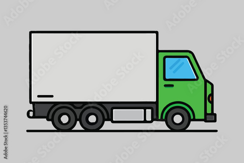 Green Delivery Truck: Transportation Vehicle, Shipping and Logistics Illustration. 
