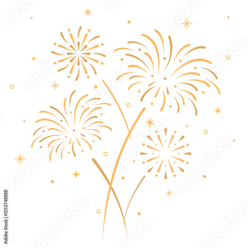 Vector illustration of a fireworks with gold color, element of fireworks celebration. 