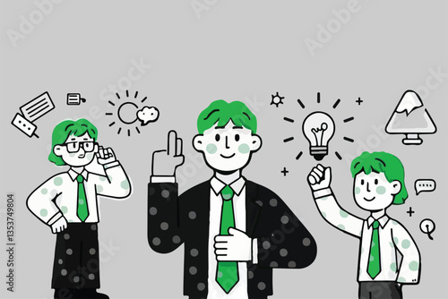 Team Brainstorm: Idea Generation, Light Bulb Moment, Creative Collaboration Concept. 