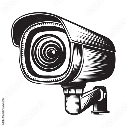 CC tv camera silhouette vector illustration isolated on white background
