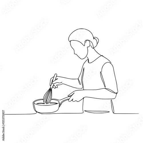 Cooking Pose Line Art: Simplify Kitchen Activities with Minimalist Art