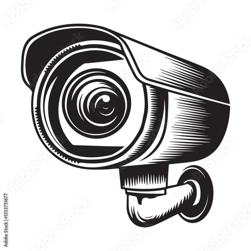 CC tv camera silhouette vector illustration isolated on white background