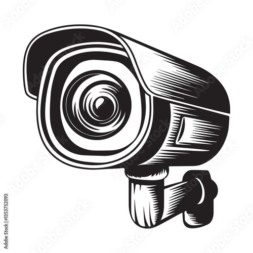 CC tv camera silhouette vector illustration isolated on white background