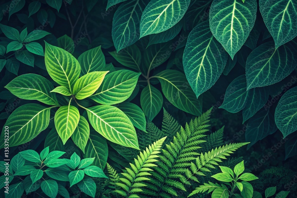 Vibrant Green Leaves Create a Lush Forest Backdrop Generative AI Vibrant Green Leaves Create a Lush Forest Backdrop Generative AI