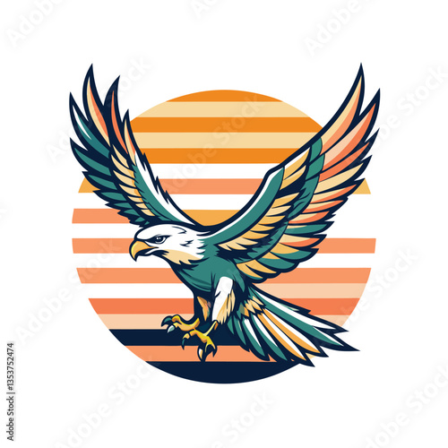 eagle with retro striped vintage