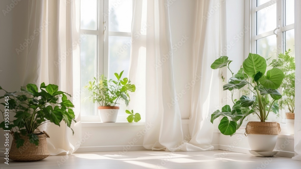 A blank white canvas rests on a white windowsill A blank white canvas rests on a white windowsill
