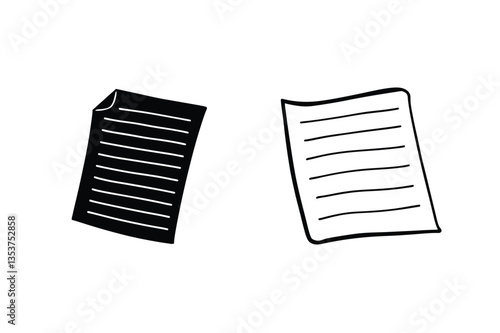Simple Handsaw Black and White Paper Document Icons