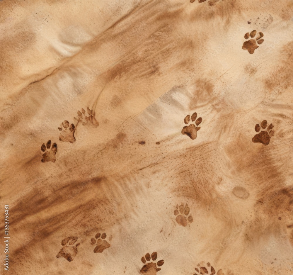 Animal print seamless vector pattern of paw footprints on earthy terrain, outdoors, footprint Animal print seamless vector pattern of paw footprints on earthy terrain, outdoors, footprint