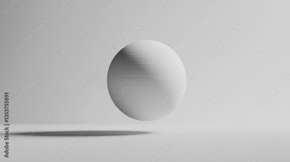 A white sphere with a subtle texture floats in a gray background. A white sphere with a subtle texture floats in a gray background.
