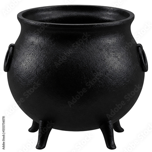 Black cauldron isolated on transparent background 