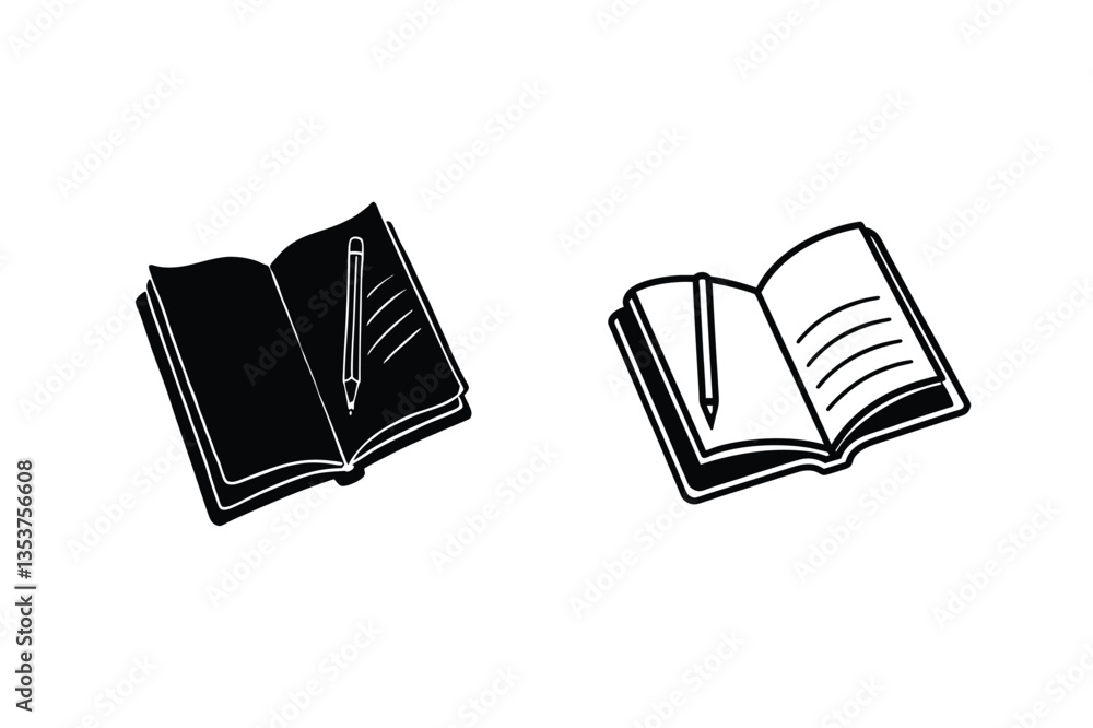 Open Book Icons Writing, Notetaking, Journaling, Learning, Education Open Book Icons Writing, Notetaking, Journaling, Learning, Education