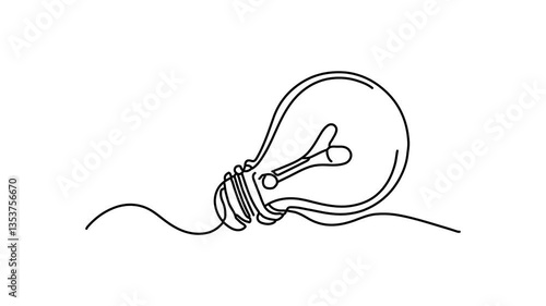 Lightbulb Continuous line draw Full length single line animation