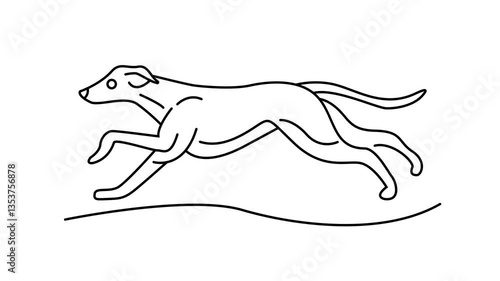 Running dog Continuous line draw Full length single line animation.