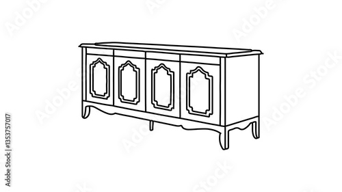  Sideboard Furniture Continuous line draw Full length single line animation
