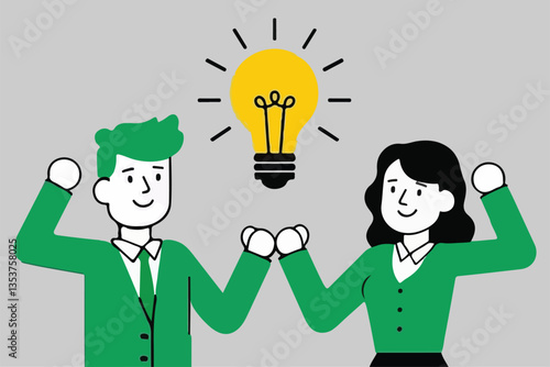 Shared Eureka: Light Bulb Moment, Team Idea Generation and Collaboration Concept. 