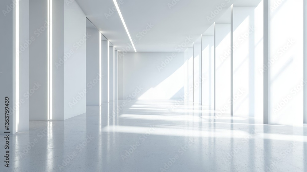 Fototapeta premium Bright and Spacious Modern Interior with Clean White Walls and Light