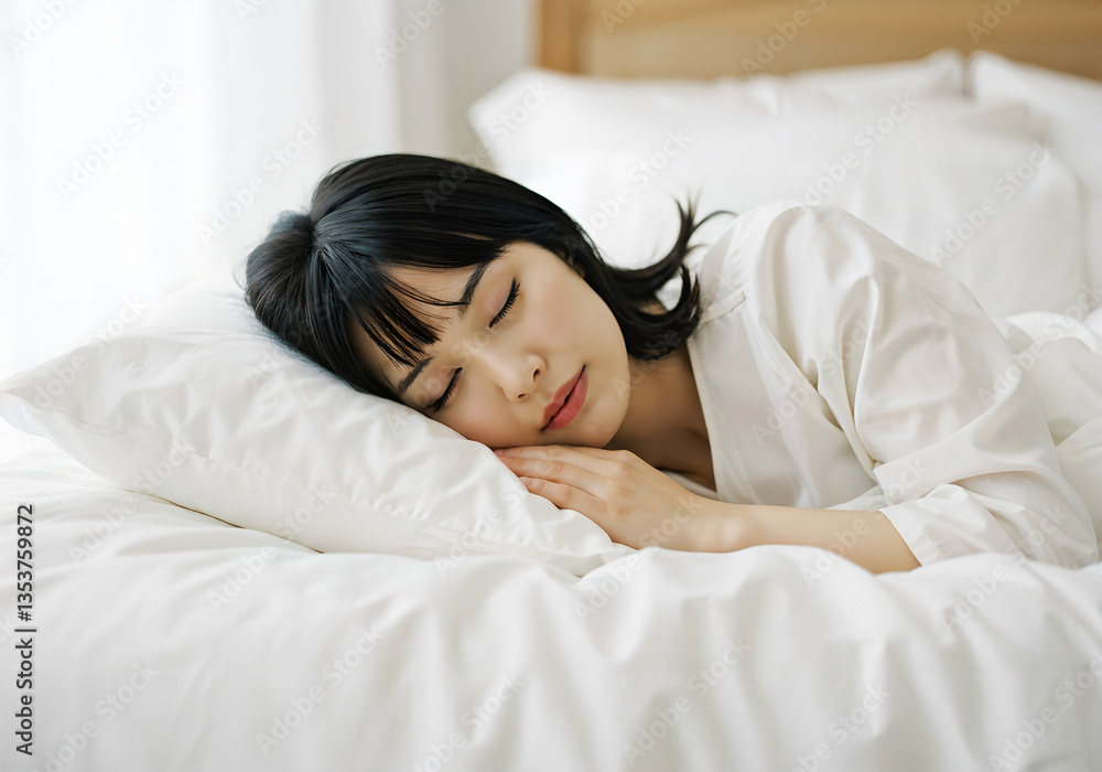 Woman sleeping in bed, AI generated Woman sleeping in bed, AI generated